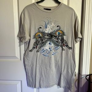 Ed Hardy light gray bling panther tee